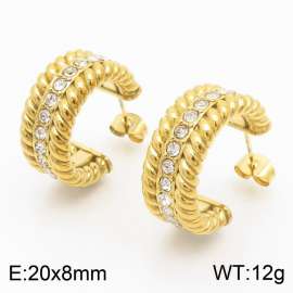 Stainless Steel Semi-Circular Zirconia Stud Earrings Gift for Women