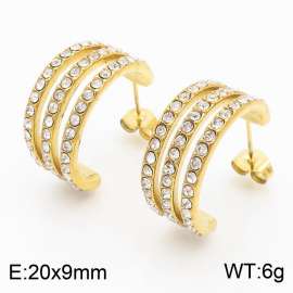 Stainless Steel Semi-Circular Zirconia Stud Earrings Gift for Women