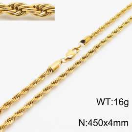 4mm Width Twist Chain Jewelry Women Stainless Steel Necklace 45cm length Gold Color