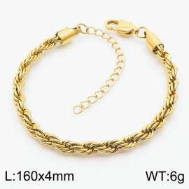 4mm Width Twist Chain Jewelry Women Stainless Steel Bracelet 16+5cm Gold Color