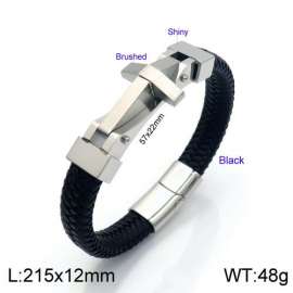 Stainless Steel Leather Bracelet