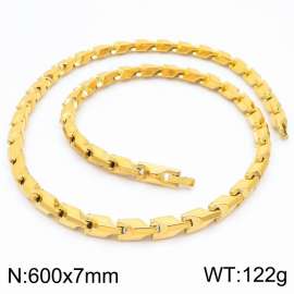 Fashion stainless steel 600 × 7mm Geometric Splice Chain Magnet Snap Charm Gold necklace