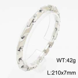 European and American Fashion Stainless Steel 210 × 7mm special rectangular splicing charm silver bracelet