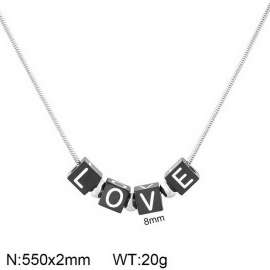 Stainless steel LOVE letter pendant necklace