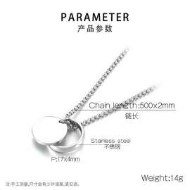 Stainless steel pearl chain circular pendant necklace