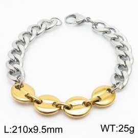 21cm Link Chain Stainless Steel Bracelect Silver Color With Four Gold Color Coin Accessories