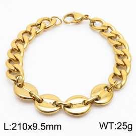 21cm Link Chain Stainless Steel Bracelect With Four Coin Accessories Gold Color