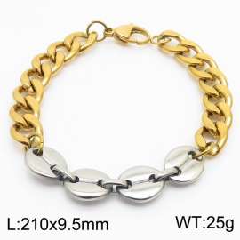 21cm Link Chain Stainless Steel Bracelect Gold Color With Four Silver Color Coin Accessories