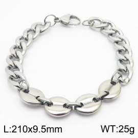 21cm Link Chain Stainless Steel Bracelect With Four Coin AccessoriesSilver Color