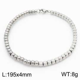 4mm Square And Round Beads Chain Stainless Steel Bracelect Silver Color