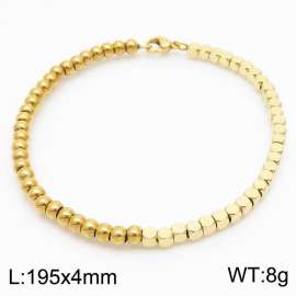 4mm Square And Round Beads Chain Stainless Steel Bracelect Gold Color Mix Yellow Color