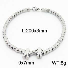7mm Square Bead Chain Stainless Steel Bracelect Silver Color With Boy And Girl Accessories