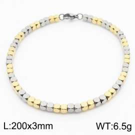 3mm Square Bead Chain Stainless Steel Bracelect Silver Color Mix Yellow Color