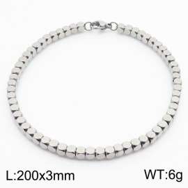 3mm Square Bead Chain Stainless Steel Bracelect Silver Color