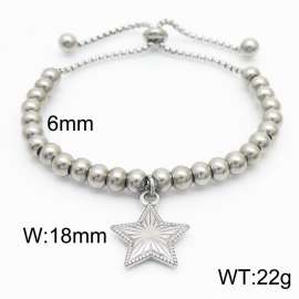 6mm Adjustable Beads Chain Stainless Steel Bracelect Silver Color With Star Accessory