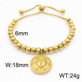 6mm Adjustable Beads Chain Stainless Steel Bracelect Gold Color With Heart Accessory