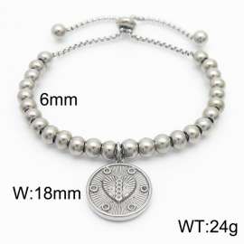 6mm Adjustable Beads Chain Stainless Steel Bracelect Silver Color With Heart Accessory