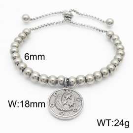 6mm Adjustable Beads Chain Stainless Steel Bracelect Silver Color With Moon And Star Accessory