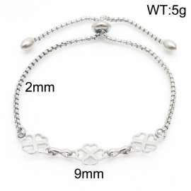 2mm Stainless Steel Adjustable Bracelet Heart Leaves Link Chain Silver Color