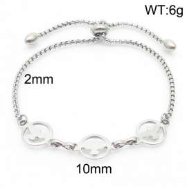 2mm Stainless Steel Adjustable Bracelet Birds Link Chain Silver Color