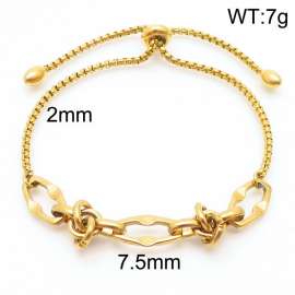 2mm Stainless Steel Adjustable Bracelet Polygon Link Chain Gold Color