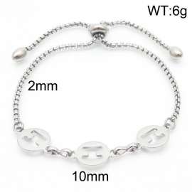 2mm Stainless Steel Adjustable Bracelet H-shaped Link Chain Silver Color