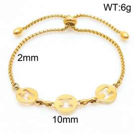 2mm Stainless Steel Adjustable Bracelet H-shaped Link Chain Gold Color
