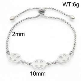 2mm Stainless Steel Adjustable Bracelet Face Link Chain Silver Color