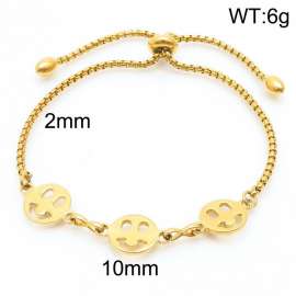 2mm Stainless Steel Adjustable Bracelet Face Link Chain Gold Color