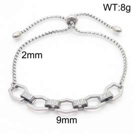 2mm Stainless Steel Adjustable Bracelet Hexagon Link Chain Silver Color