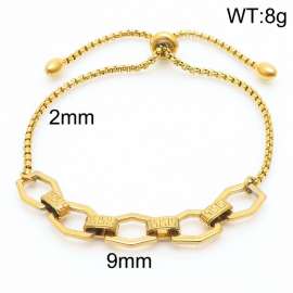 2mm Stainless Steel Adjustable Bracelet Hexagon Link Chain Gold Color