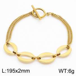 2mm Stainless Steel Bracelet OT Chain  Oval Double Link Chain Gold Color