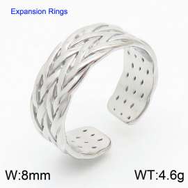 Minimalist braided stainless steel women's open ring