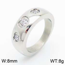 18k Silver Plated Stainless Steel Cubic Zirconia Ring Personalized Jewelry For Men And Women