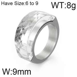 Stainless Steel Stone&Crystal Ring