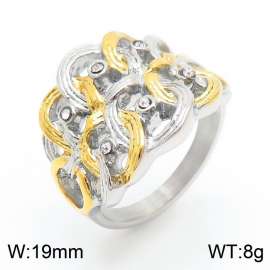 European and American fashion stainless steel diamond inlaid hollow geometric charm mixed color ring