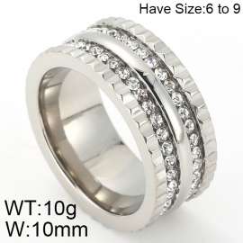 Stainless Steel Stone&Crystal Ring