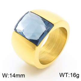 Golden Single Suppliers Light Blue Rectangle Big Stone Ring