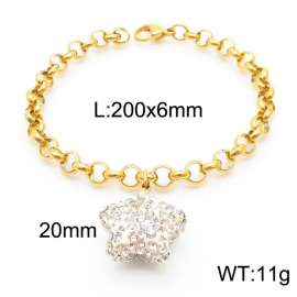 6mm Stainless Steel O Chain  Bracelet Link Chain With Five-pointed Star Stone Gold Color
