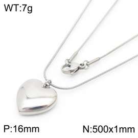 Stainless Steel Necklace With Heart Pendant Silver Color