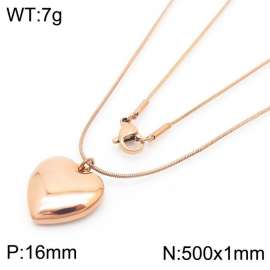 Stainless Steel Necklace With Heart Pendant Rose Gold Color