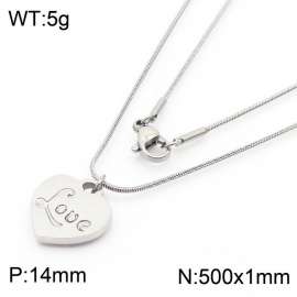 Stainless Steel Necklace With Heart Pendant Silver Color