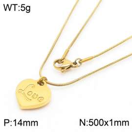 Stainless Steel Necklace With Heart Pendant Gold Color