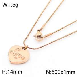 Stainless Steel Necklace With Heart Pendant Rose Gold Color