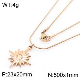 Stainless Steel Necklace With Sun Flower Pendant Rose Gold Color