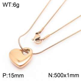 Stainless Steel Necklace With Heart Pendant Rose Gold Color