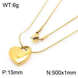 Stainless Steel Necklace With Heart Pendant Gold Color