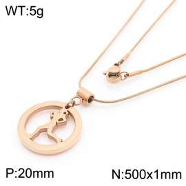 Stainless Steel Necklace With Men Pendant Rose Gold Color