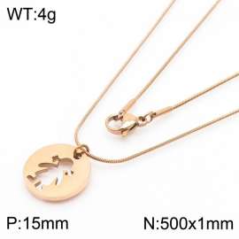 Stainless Steel Necklace With Girl Pendant Rose Gold Color