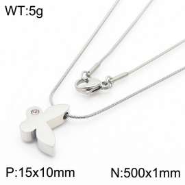 Stainless Steel Necklace With Butterfly Pendant Silver Color